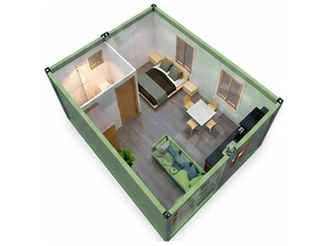 Grand module avec séjour, coin repas et chambre fermée